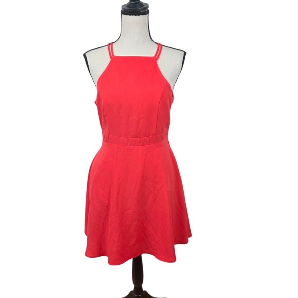 Oneβ Clothing Fit and Flare Dress Womens M Red Halter Neck Party New Skater